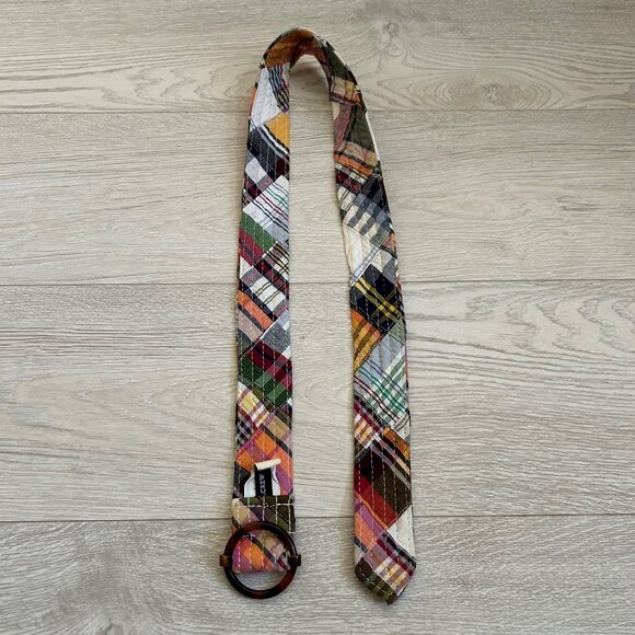 J. Crew Colorful Preppy Madras Plaid Patchwork Quilt Belt - Picture 16 of 16